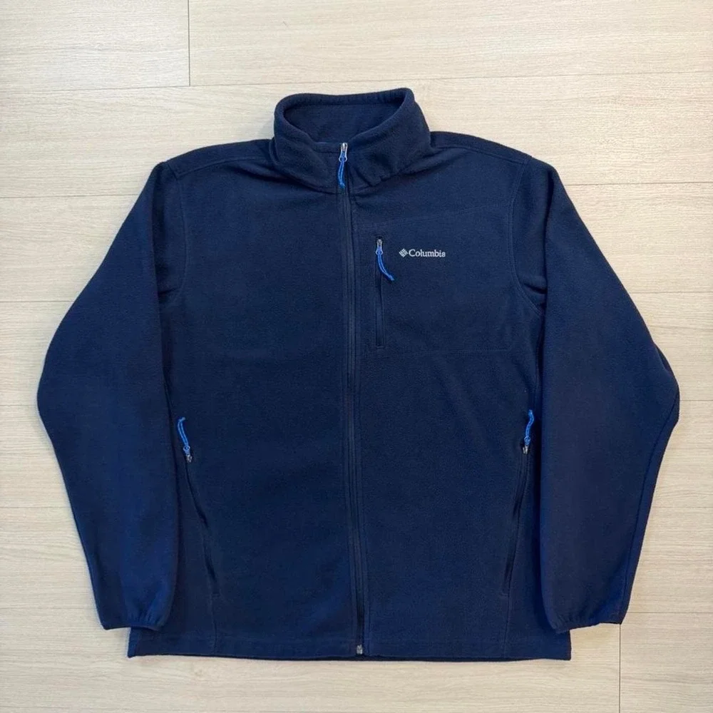 Columbia Fleece Full Zip Navy Blue Jacket Mens Size XL Outdoors